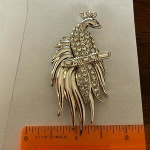 Vintage Monet peacock brooch silver